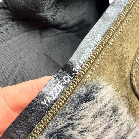 Patrizia by Spring Step Yazzie Olive Green Faux Fur Wedge Boots Size 39 US 8-8.5 - Picture 12 of 15